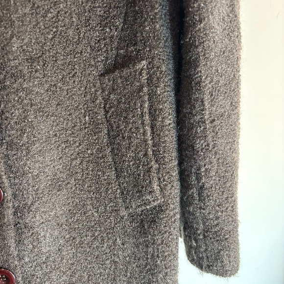REISS Sz M Coat Dark Brown Textured Wool Turned Collar Button Pockets Lined - Picture 3 of 10